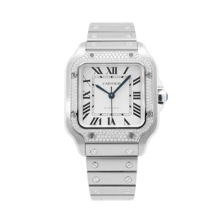 Cartier Santos SS Large w/Diamonds 4075