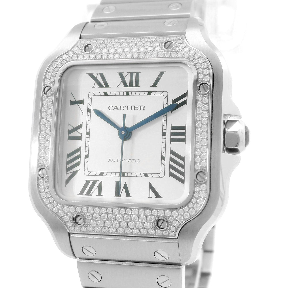 Cartier Santos SS Large w/Diamonds 4075