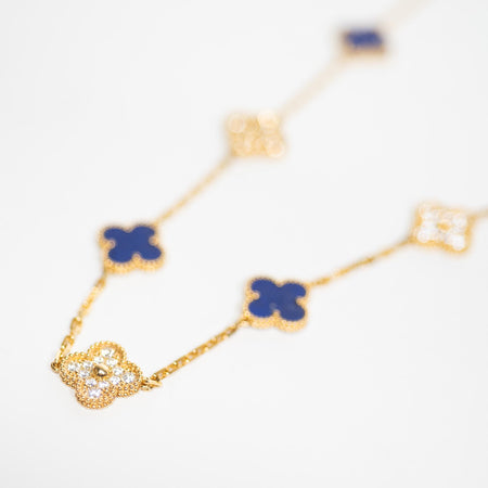 VCA Alhambra 20 Motif Lapis & Diamond 18ky Necklace