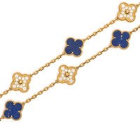 VCA Alhambra 20 Motif Lapis & Diamond 18ky Necklace