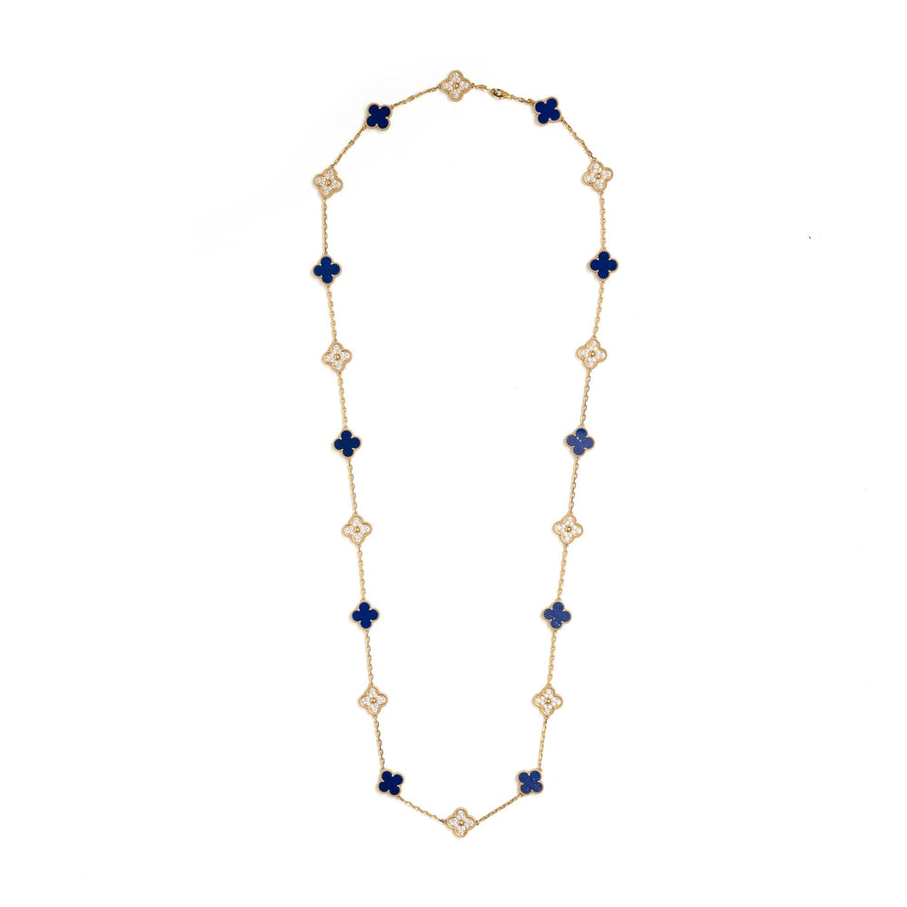 VCA Alhambra 20 Motif Lapis & Diamond 18ky Necklace
