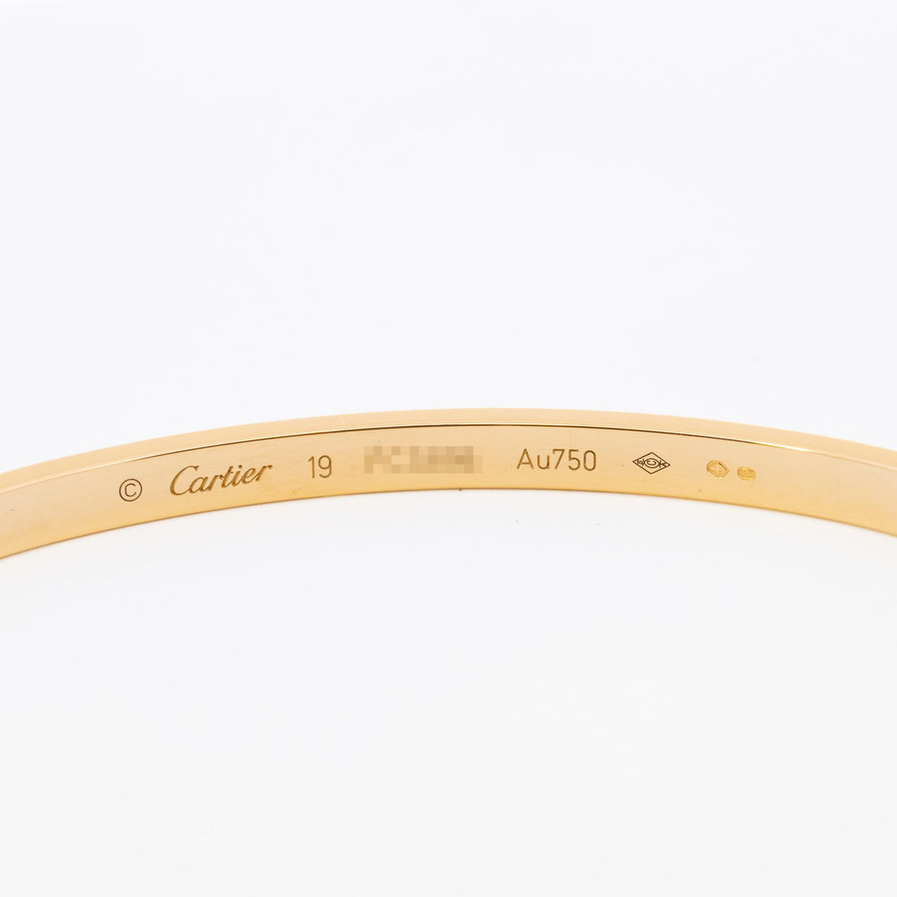 Cartier Thin Love Bracelet Size 19 18k YG