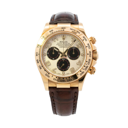 Rolex Daytona 40mm 18k YG on Leather 116518 card