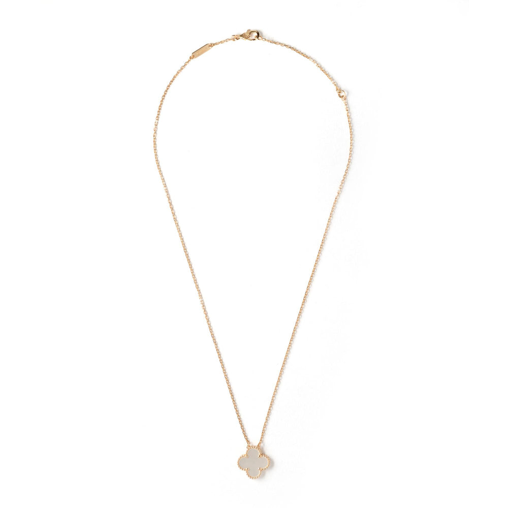 Van Cleef & Arpels 18k 1-Motif MOP Alhambra Necklace