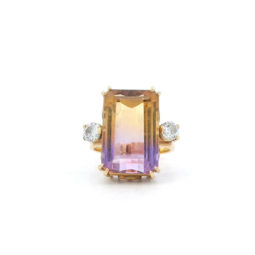Natural Emerald Cut Ametrine Ring Sz 7