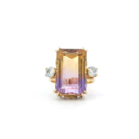 Natural Emerald Cut Ametrine Ring Sz 7
