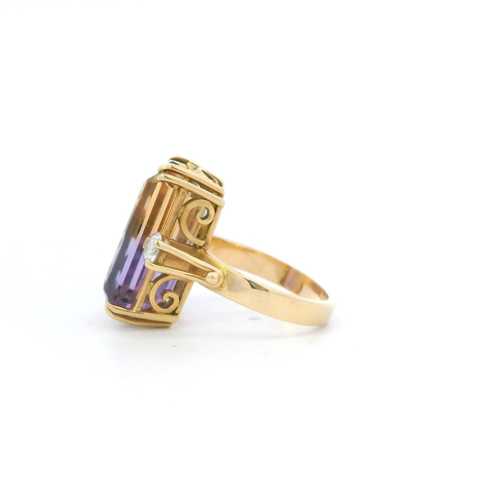 Natural Emerald Cut Ametrine Ring Sz 7
