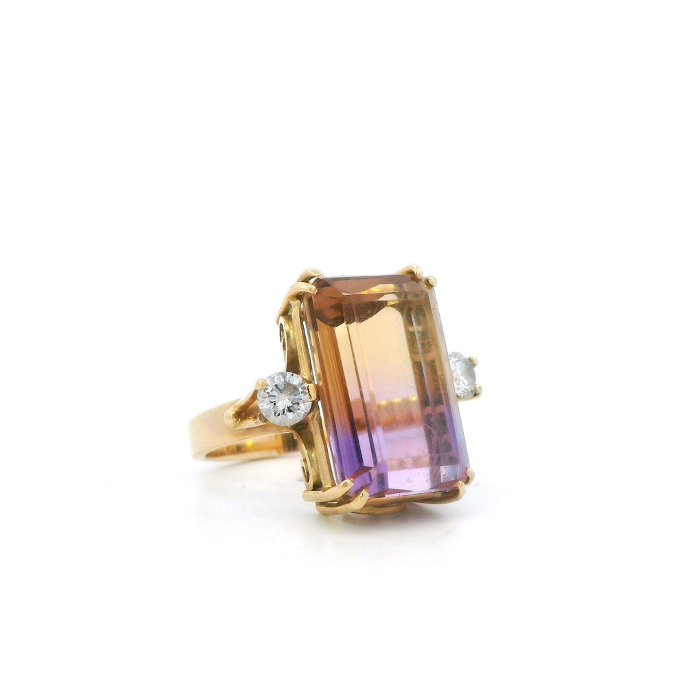 Natural Emerald Cut Ametrine Ring Sz 7