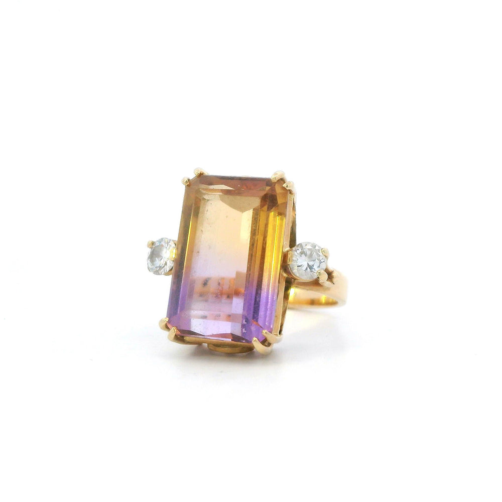 Natural Emerald Cut Ametrine Ring Sz 7