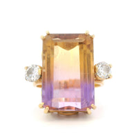Natural Emerald Cut Ametrine Ring Sz 7