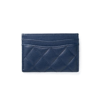 Chanel Navy Quilted Caviar Classic Card Holder