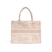 Christian Dior Ecru & Pink Toile de Jouy Embroidery Medium Book tote