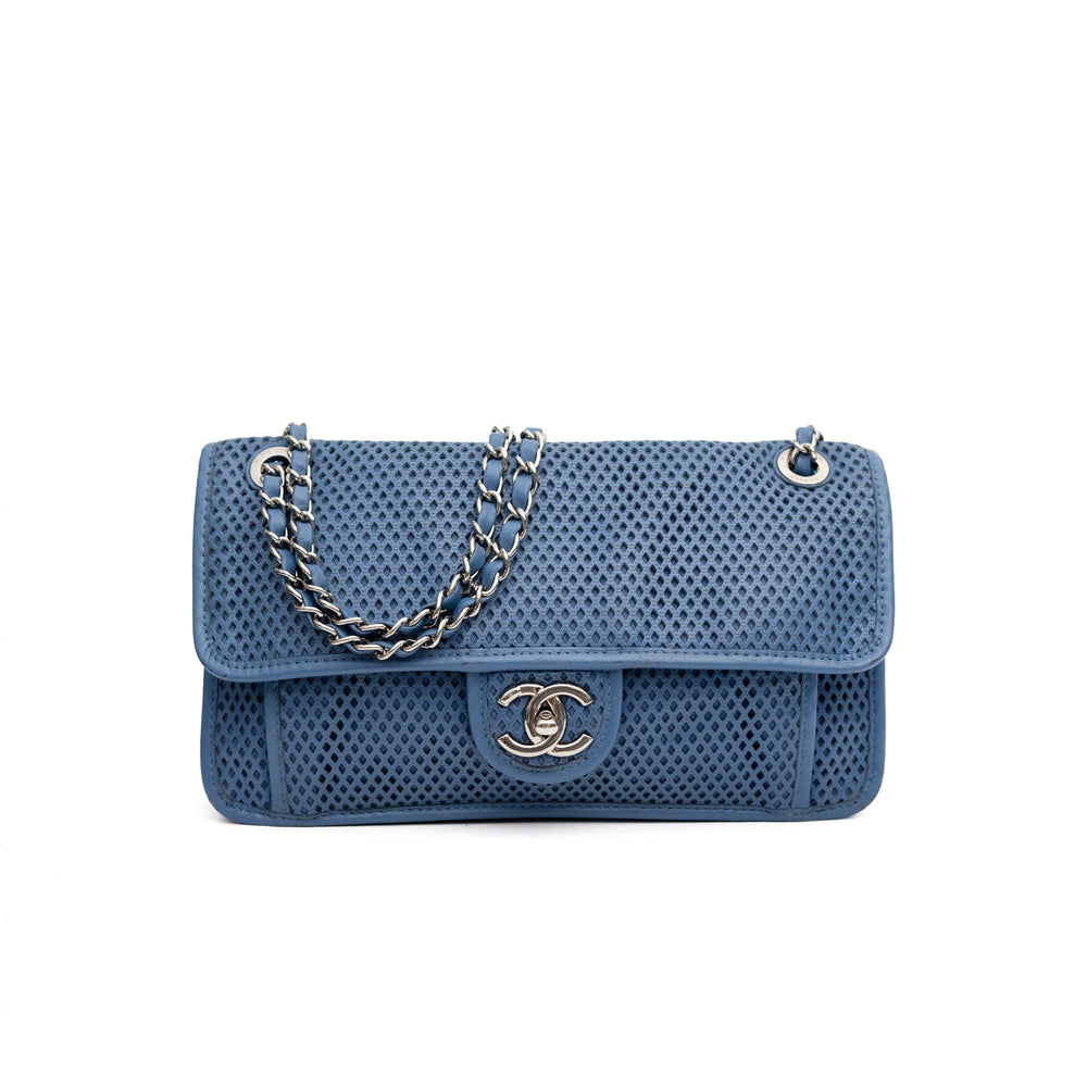 Chanel Blue Perforated Silver Hardware