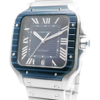 Cartier Santos Large Blue Dial & Bezel SS WSSA0048 B&P