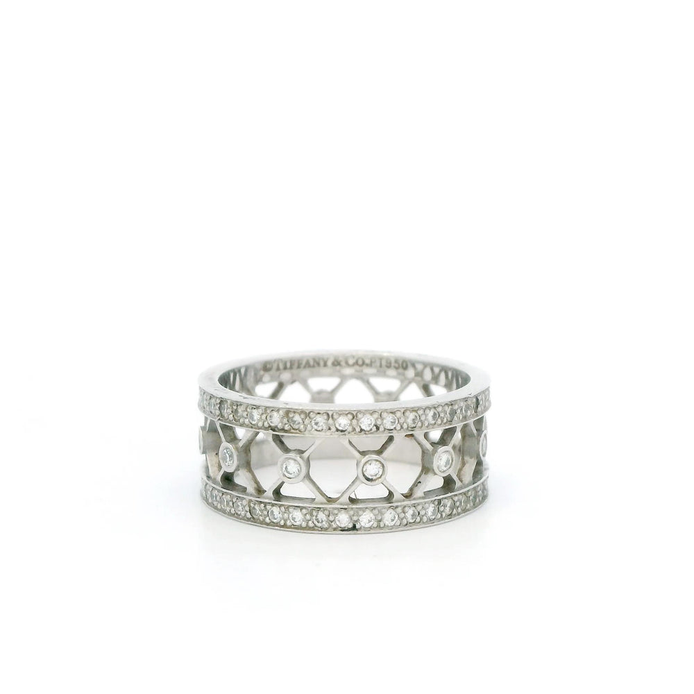 Tiffany & Co Voile diamond Band, cutout hearts and pave diamonds in Platinum