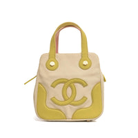 Vintage Chanel Marshmallow Canvas Tote Green and Pink