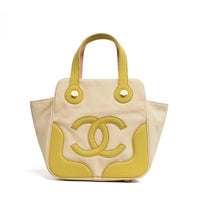 Vintage Chanel Marshmallow Canvas Tote Green and Pink