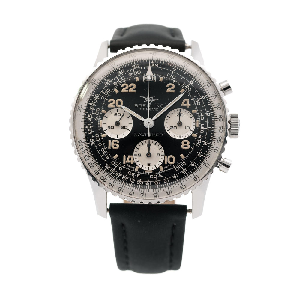 Breitling Navitimer 41mm SS 809 Black Dial on leather band