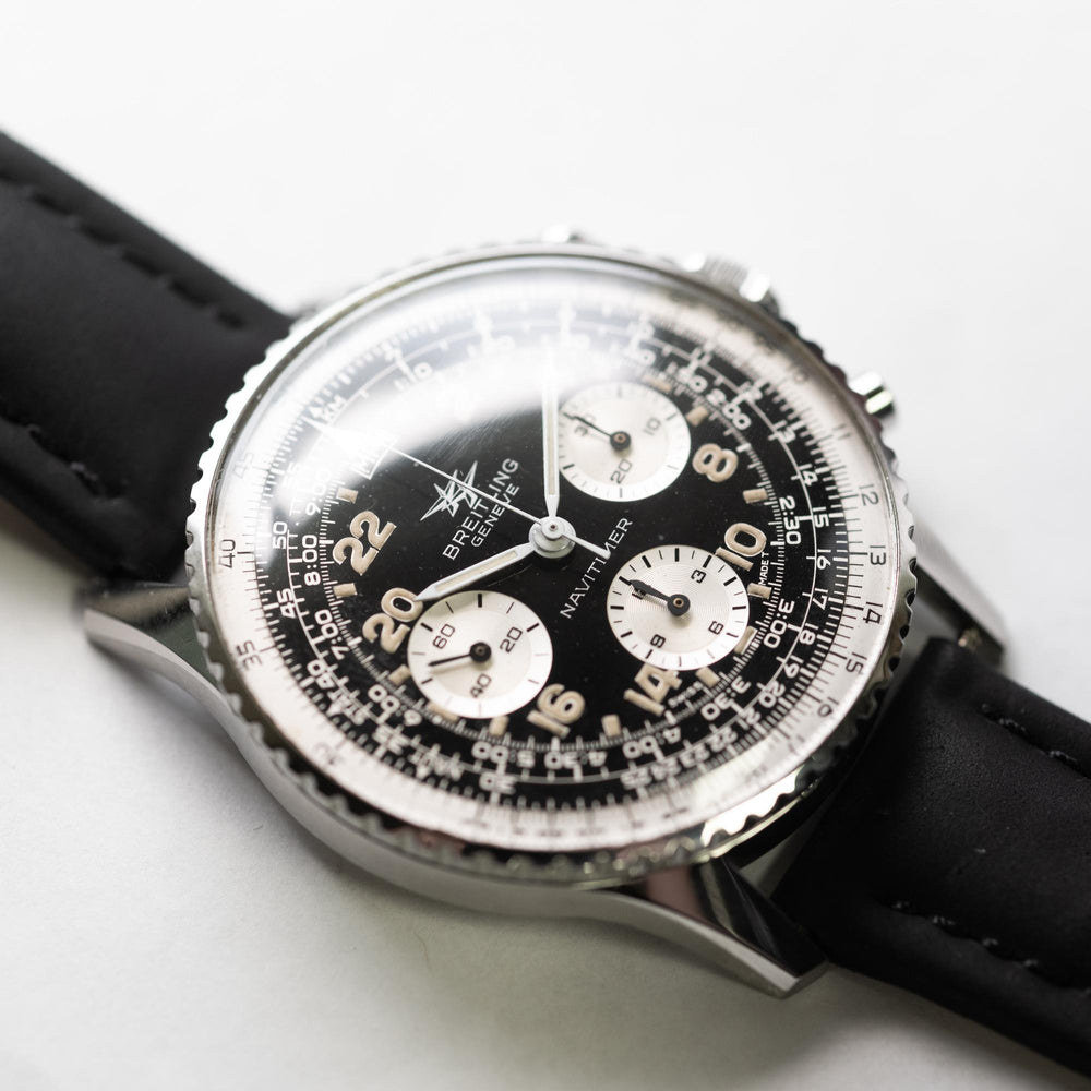 Breitling Navitimer 41mm SS 809 Black Dial on leather band