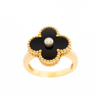 Van Cleef & Arpels Vintage Alhambra dia0.5ct/onyx YG Ring