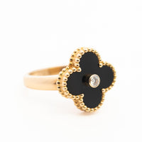 Van Cleef & Arpels Vintage Alhambra dia0.5ct/onyx YG Ring