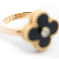 Van Cleef & Arpels Vintage Alhambra dia0.5ct/onyx YG Ring