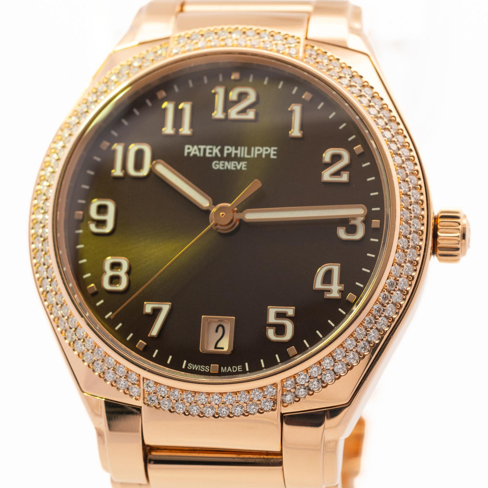 Patek Philippe Twenty4 18k RG 7300-1200R Diamond Bezel Chocolate Dial