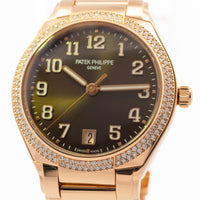 Patek Philippe Twenty4 18k RG 7300-1200R Diamond Bezel Chocolate Dial