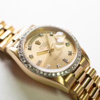 Rolex 36mm Day-Date 18ky 18038 Diamond Dial & Bezel