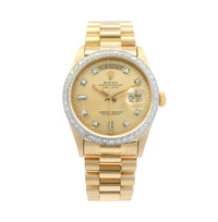 Rolex 36mm Day-Date 18ky 18038 Diamond Dial & Bezel
