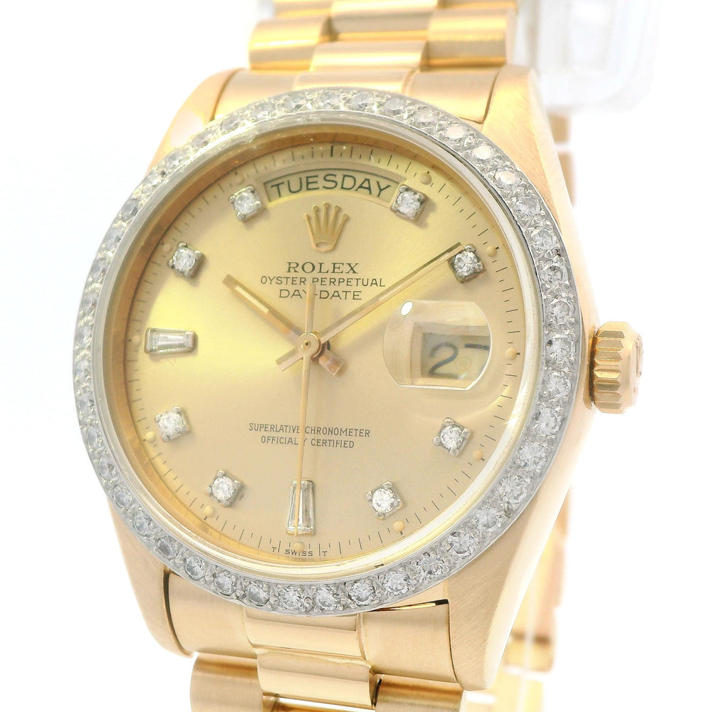 Rolex 36mm Day-Date 18ky 18038 Diamond Dial & Bezel
