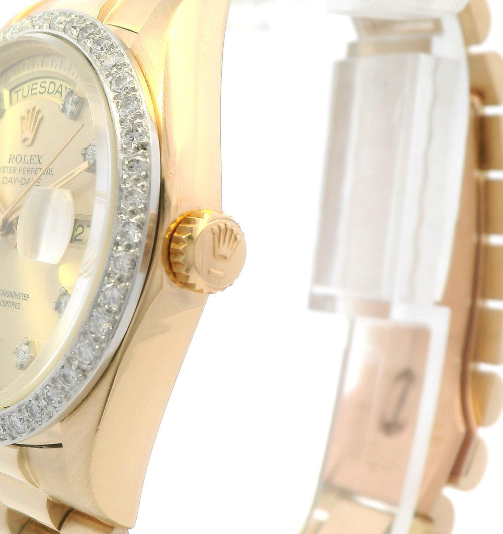 Rolex 36mm Day-Date 18ky 18038 Diamond Dial & Bezel