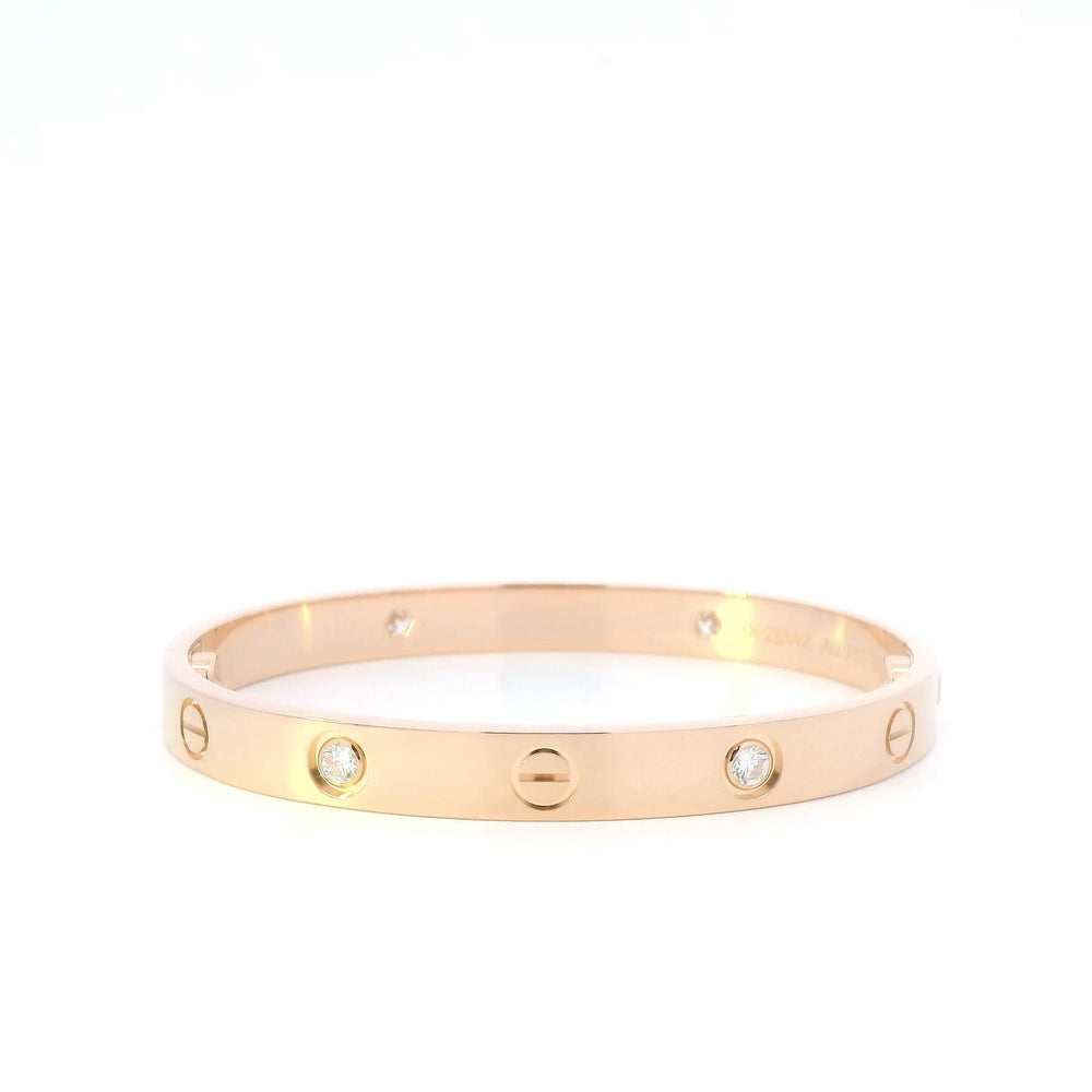 Cartier Love Bracelet 4 diamond 18kRG B&P Size 16