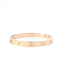 Cartier Love Bracelet 4 diamond 18kRG B&P Size 16