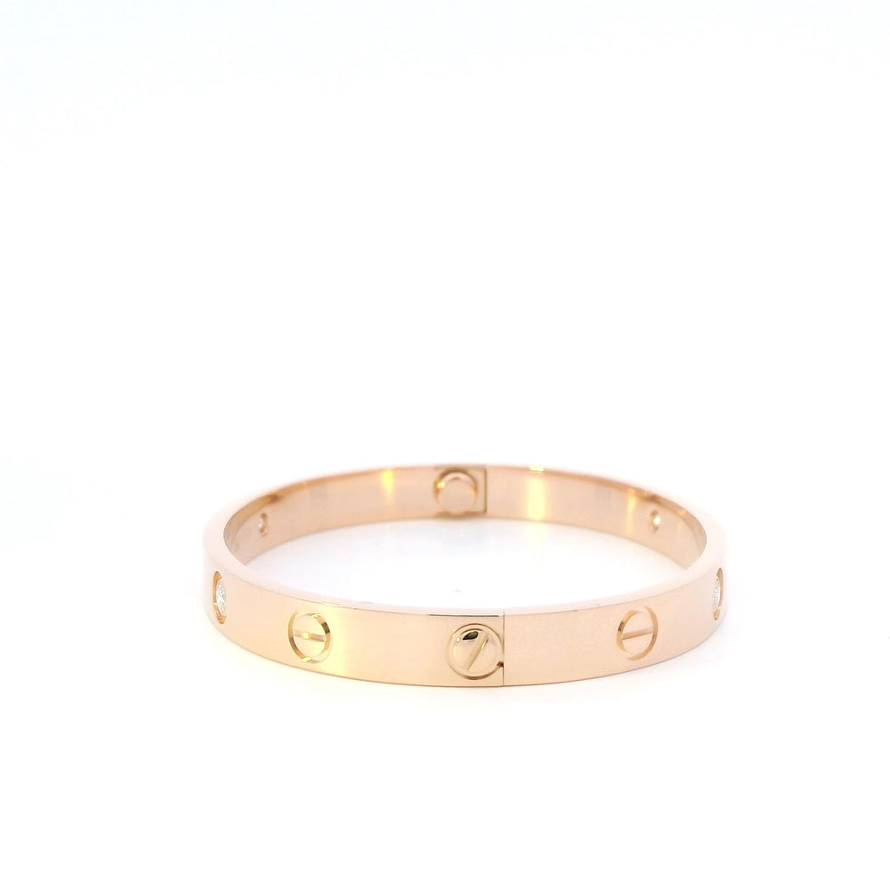 Cartier Love Bracelet 4 diamond 18kRG B&P Size 16