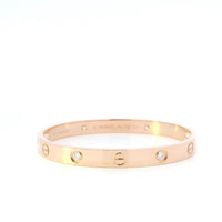 Cartier Love Bracelet 4 diamond 18kRG B&P Size 16