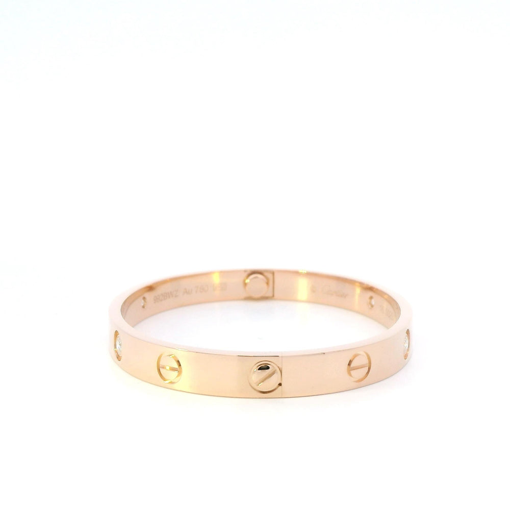 Cartier Love Bracelet 4 diamond 18kRG B&P Size 16