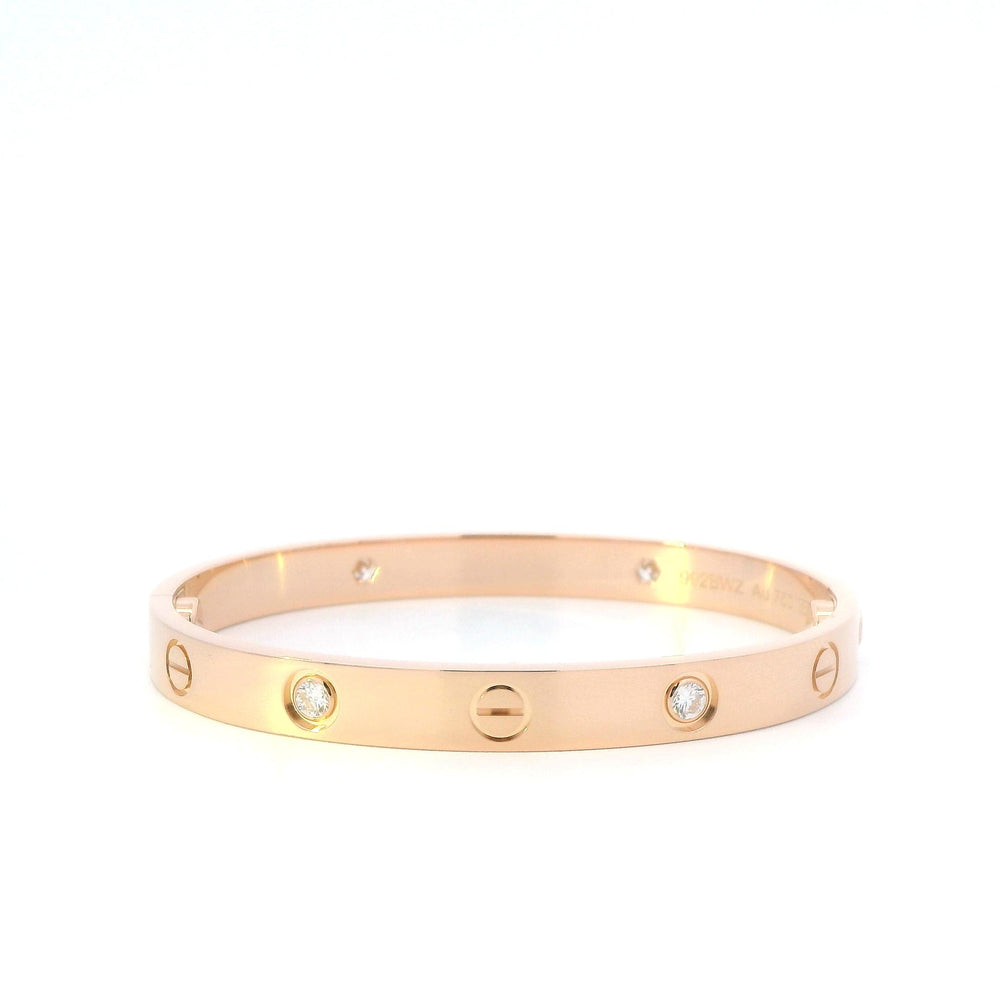 Cartier Love Bracelet 4 diamond 18kRG B&P Size 16