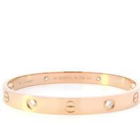 Cartier Love Bracelet 4 diamond 18kRG B&P Size 16