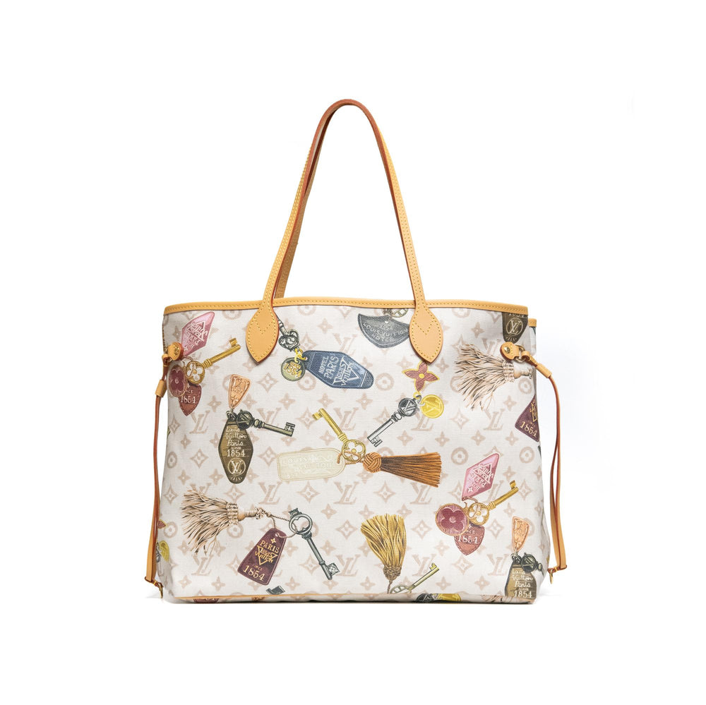 Louis Vuitton GM Neverfull Getaway Mono Dune with retro hotel key print