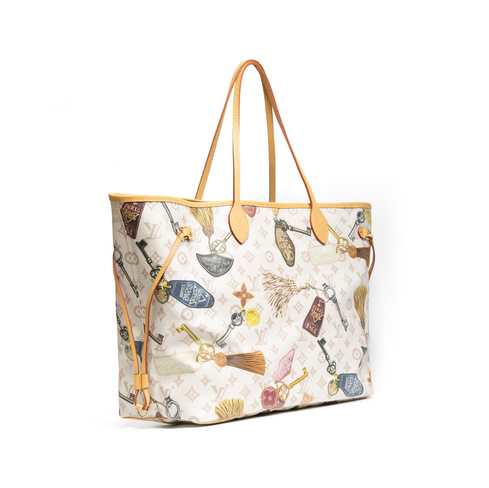 Louis Vuitton GM Neverfull Getaway Mono Dune with retro hotel key print