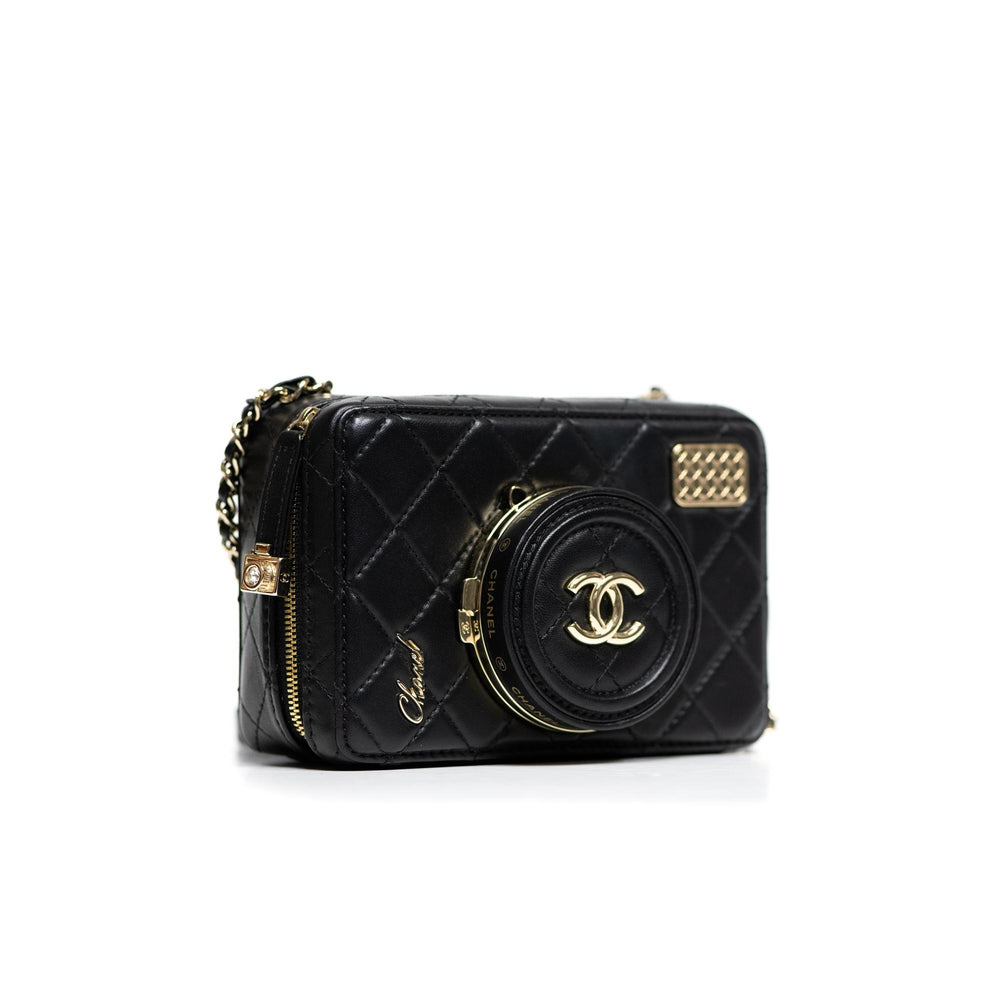 Chanel Black Lambskin Quilted Coco Click Camera Bag