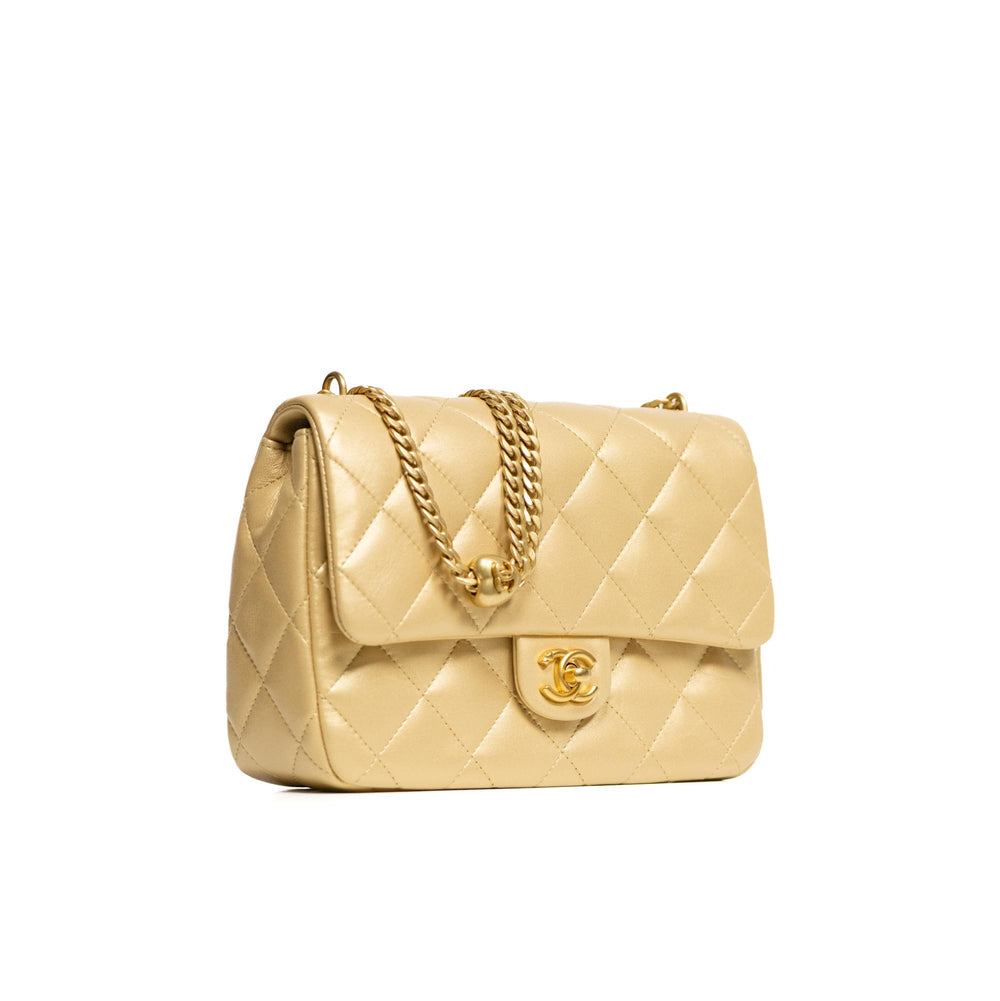 Chanel Pearl Crush Gold Medium Single Flap Handbag