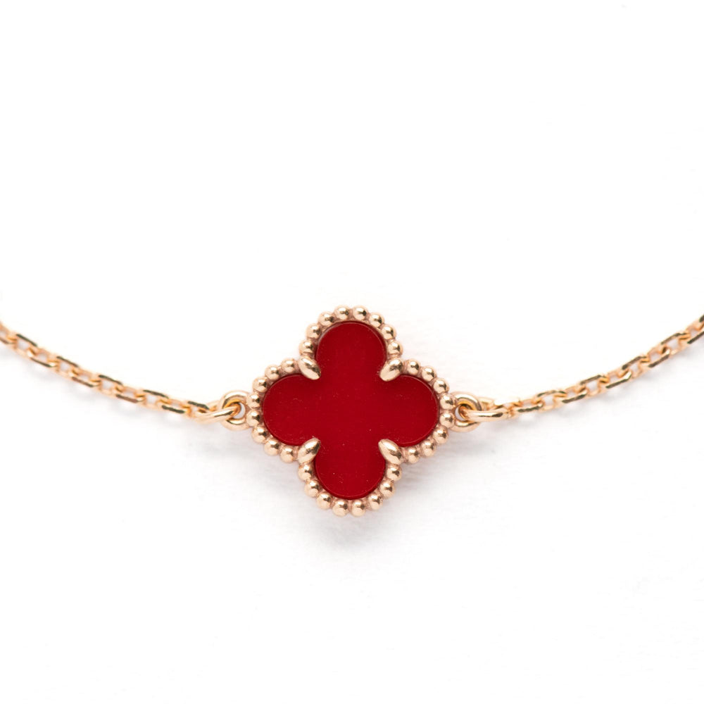 Van Cleef & Arpels Sweet Alhambra Carnelian Bracelet 18KR pap