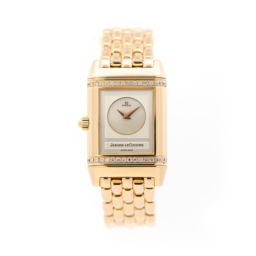 Jaeger-LeCoultre Duo Face Ladies 21mm Reverso 18ky Diamonds MOP