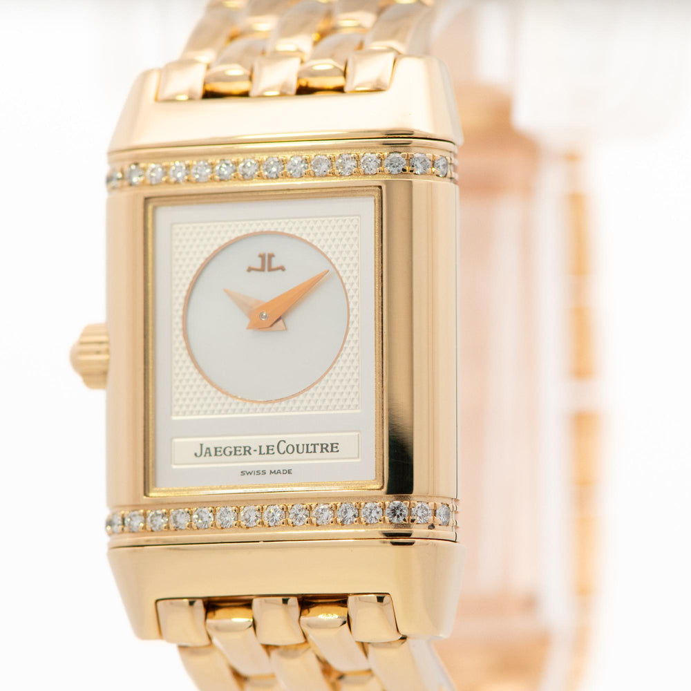 Jaeger-LeCoultre Duo Face Ladies 21mm Reverso 18ky Diamonds MOP