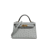 Hermes Kelly Sellier 20cm mini Ostrich Bleu Glacier with Rose Shocking Int 2026