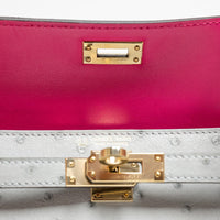 Hermes Kelly Sellier 20cm mini Ostrich Bleu Glacier with Rose Shocking Int 2026