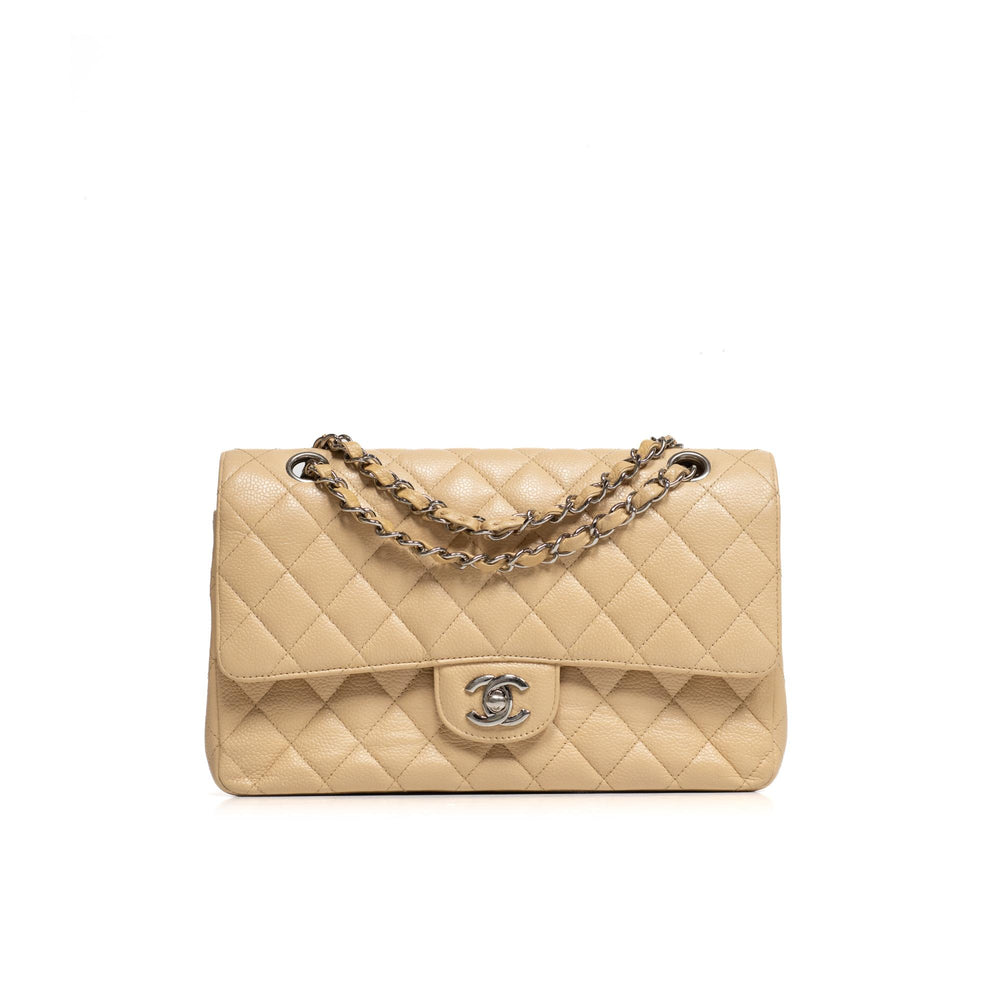 Chanel Medium Double Flap Beige Caviar
