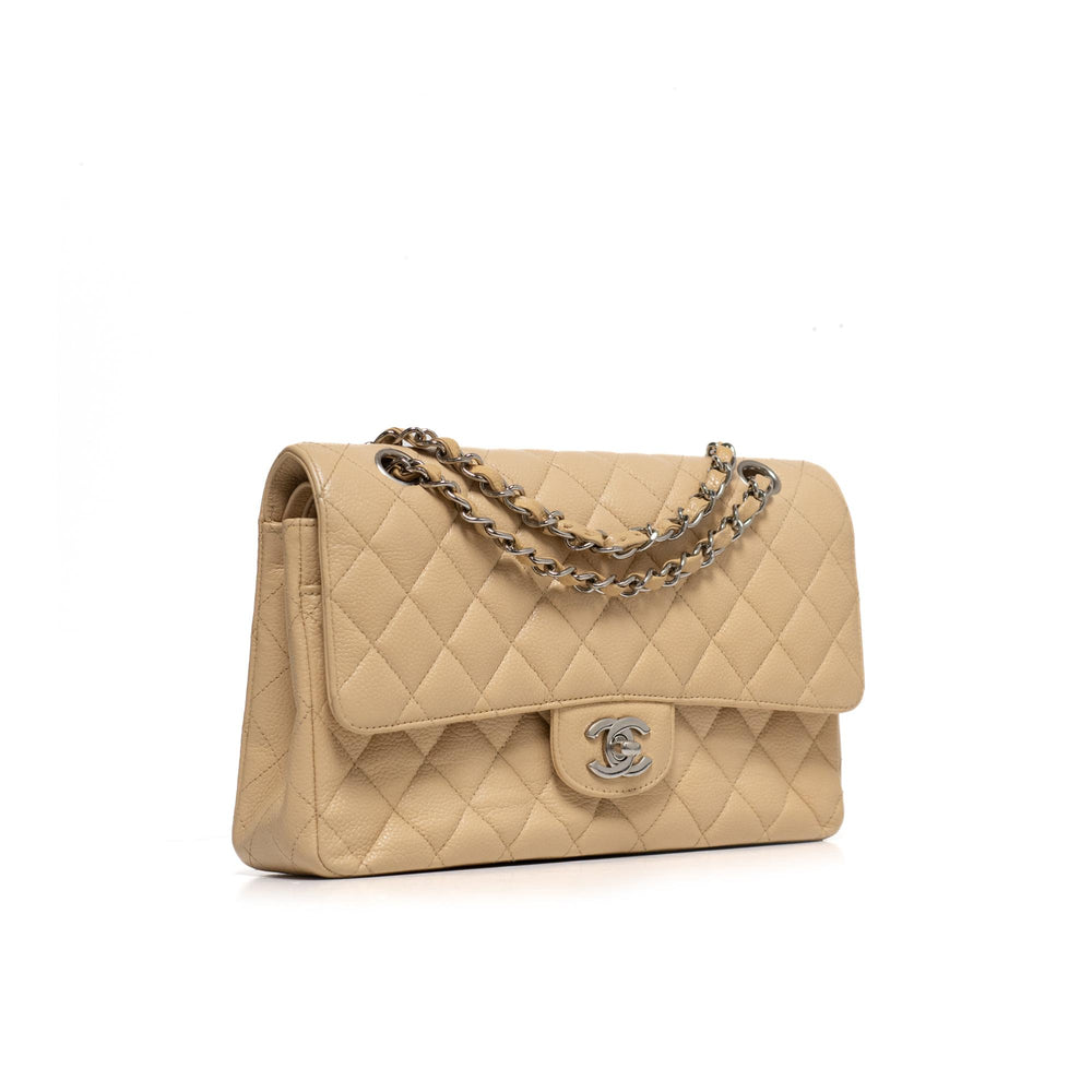 Chanel Medium Double Flap Beige Caviar